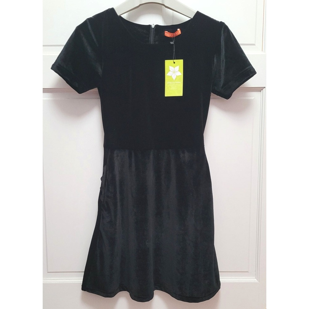 Stella M'Lia Tween Teen Formalwear - Black Velvet Dress 'Nicole' - Size M/L